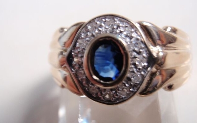 14 kt. Gold - Ring Sapphire - Diamond