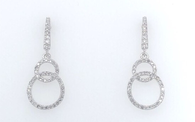 14 kt. White gold - Earrings - 0.32 ct Diamonds