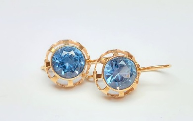 14 kt. Yellow gold - Earrings - 4.00 ct