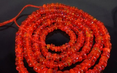 18.93 Ct Genuine 282 Orange Fire Opal Beads Necklace