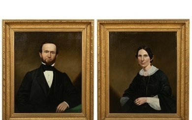 19th c. Portraits - Oil on Canvas - Pair