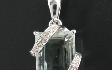14K Prasiolite and Diamond Pendant