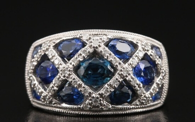 14K Sapphire and Diamond Crossover Ring