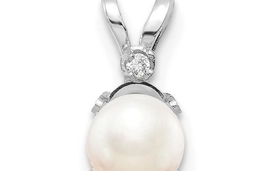 14K White Gold Diamond FW Pearl Birthstone