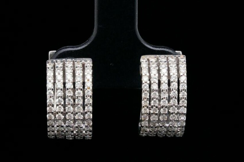 14K White Gold & 0.75ctw Diamond 0.60" Hoop Earrings