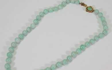 14KY Gold Green Jade Bead Necklace