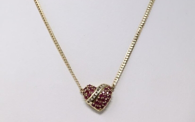 14Kt Yellow Gold Diamond Heart Necklace.