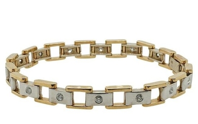 14k Two Tone Gold and Diamond Link Bracelet