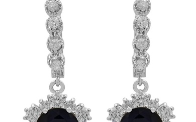 14k White Gold 4.96ct Sapphire 1.92ct Diamond Earrings