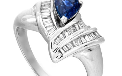 1.53 tcw Sapphire Ring Platinum - Ring - 1.03 ct Sapphire - 0.50 ct Diamonds - No Reserve Price