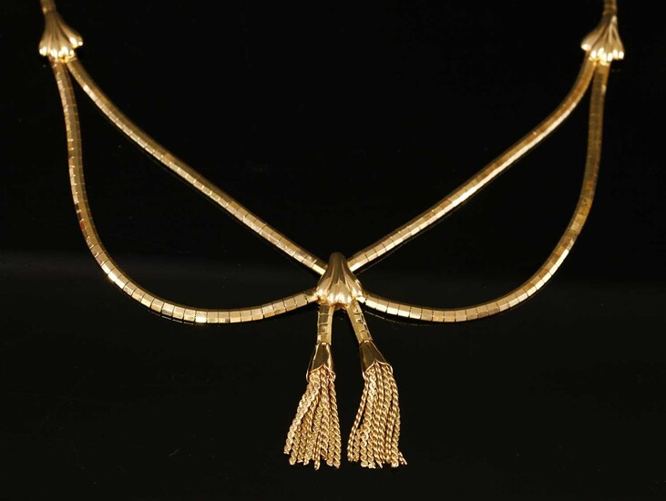 An Italian gold swag and tassel necklace, c.1960