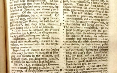 1748 Gentleman's Magazine Colonial Impressment