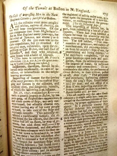1748 Gentleman's Magazine Colonial Impressment