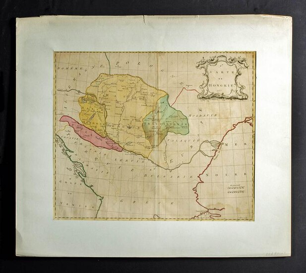 1755 Palairet Gibson Map of Hungary w/ Hand Coloring