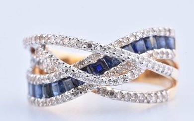 18 kt. Bicolour - Ring Sapphire - Diamond