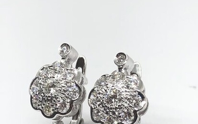 18 kt. White gold - Earrings - 0.40 ct Diamond - Diamonds