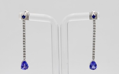 18 kt. White gold - Earrings Tanzanite - Sapphires