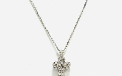 18 kt. White gold - Necklace with pendant - 0.96 ct Diamonds