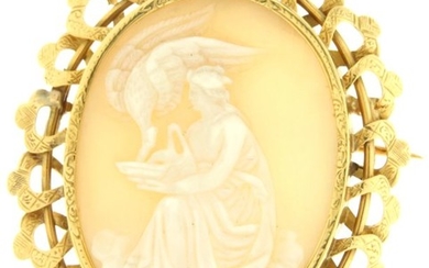 18 kt. Yellow gold - Brooch shell cameo