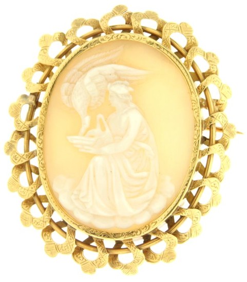 18 kt. Yellow gold - Brooch shell cameo
