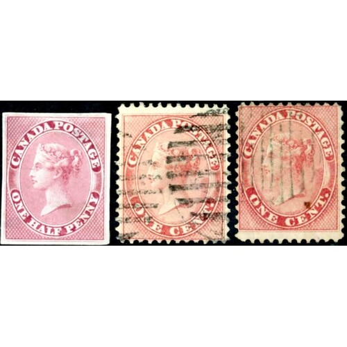 1859 1c ROSE PROOF & USED: A lightly hinged plate proof and ...