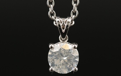 18K 1.16 CT Diamond Solitaire Pendant Necklace