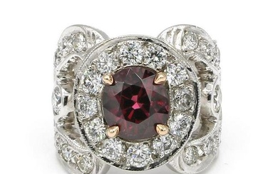 18K White Gold Pink Spinel and Diamond Cocktail Ring