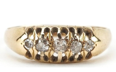 18ct gold graduated diamond five stone ring, the largest dia...