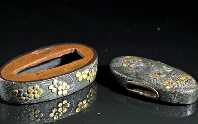 18th C. Japanese Edo Copper / Gold Katana Fuchi-Kashira