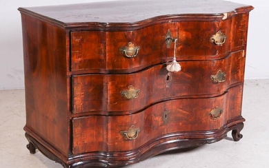 18th c Italian Baroque style 3 drawer serpentine and
