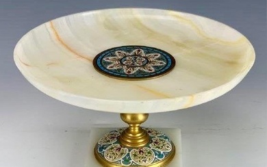 19TH C. FRENCH CHAMPLEVE ENAMEL AND ONYX CENTERPIECE