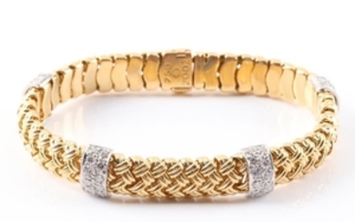 Jean Vitau 18K Yellow Gold and 2.75 CTW Diamond Woven Bracelet