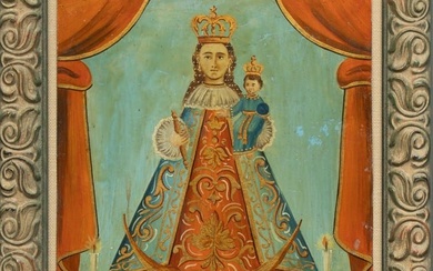 19th C. Mexican Retablo, The Virgin of Los Remedios