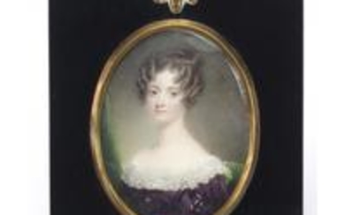 19th century oval hand painted portrait miniature of a