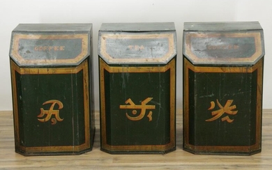 3 Chinese Export Tole Peinte Canisters