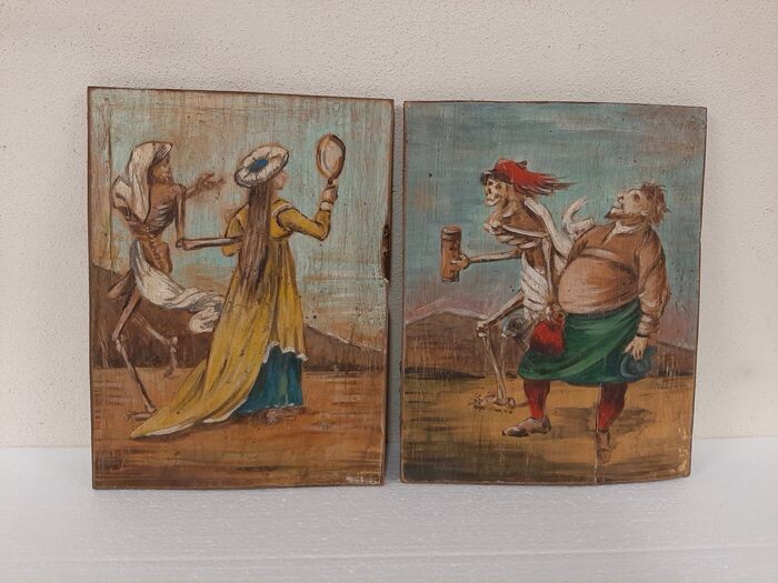 2 "Macabre Dances" - oil on the table - Late 19th century