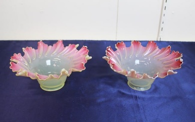 2 Rare Matching Victorian Opalescent to Cranberry Shades