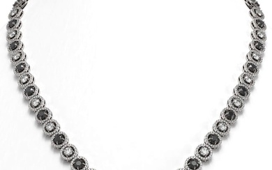 20.35 ctw Black & Diamond Micro Pave Necklace 18K White Gold
