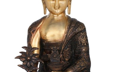 21" Medicine Buddha (Tibetan Buddhist Healing Buddha) In Brass