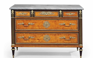 A LOUIS XVI ORMOLU-MOUNTED AMARANTH AND BOIS CITRONNIER COMMODE, ATTRIBUTED TO CLAUDE-CHARLES SAUNIER, CIRCA 1785-90