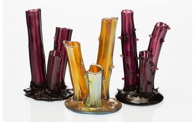 23041: A Group of Three Steuben Glass Tree Trunk Vases