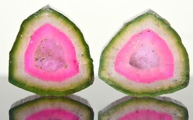 27 Carats Beautiful Pair Pieces Watermelon Tourmaline