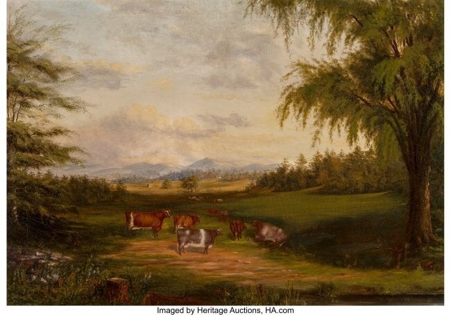 28041: American School (19th Century) Pastoral Scene Oi