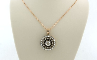 14 kt. Pink gold, Yellow gold - Necklace with pendant - 1.00 ct Diamond