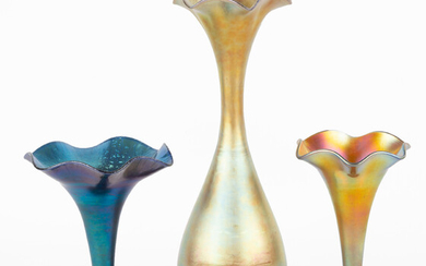 (3) Steuben Aurene Vases