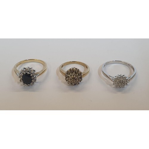 3 x 9ct rings, one yellow gold Sapphire and CZ ring, one yel...