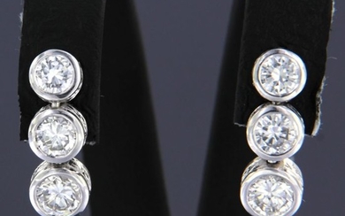 14 kt. White gold - Earrings - 1.40 ct Diamond