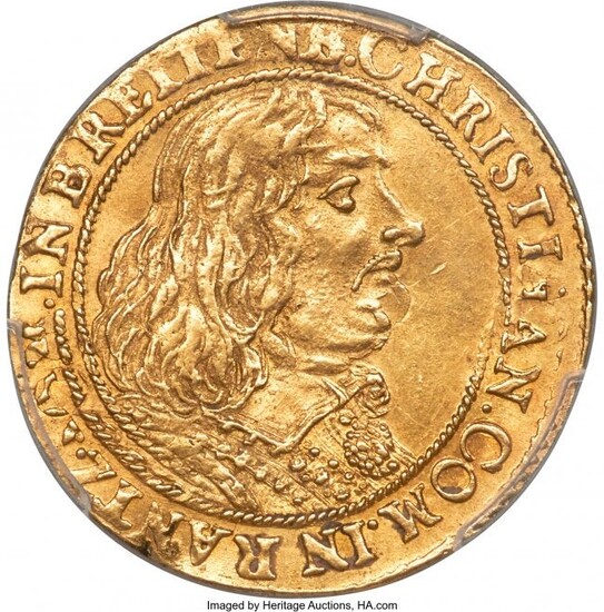 30141: Rantzau. Christian I gold Ducat 1656 AU55 PCGS