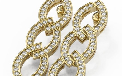 3.25 ctw Diamond Designer Earrings 18K Yellow Gold