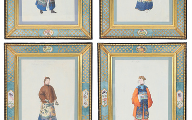 3383441. A SET OF SIX 19TH CENTURY CHINESE EXPORT PAINTINGS.